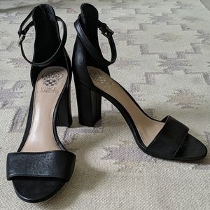 Vince Camuto leather ankle strap sandal block heel